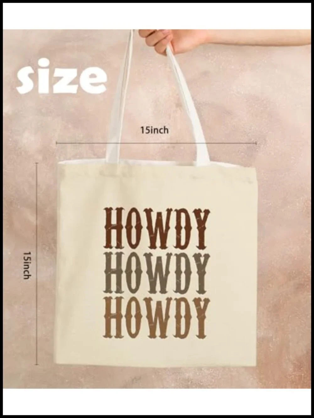 Canvas Tote Bag with Western Print - Reusable Shopping Bag